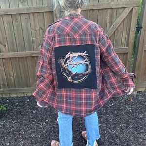 Lynyrd Skynyrd Flannel Rework - Orange & Green Flannel